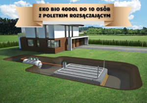 Przydomowe oczyszczalnie ścieków: Oczyszczalnia biologiczna EKO-BIO 4000l do 10 osób z poletkiem rozsączającym