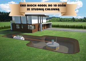 Przydomowe oczyszczalnie ścieków: Oczyszczalnia biologiczno-chemiczna EKO-BIOCh 4000l do 10 osób ze studnią chłonną 