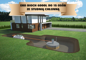Przydomowe oczyszczalnie ścieków: Oczyszczalnia biologiczno-chemiczna EKO-BIOCh 6000l do 15 osób ze studnią chłonną 
