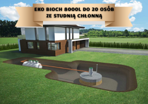 Przydomowe oczyszczalnie ścieków: Oczyszczalnia biologiczno-chemiczna EKO-BIOCh 8000l do 20 osób ze studnią chłonną  