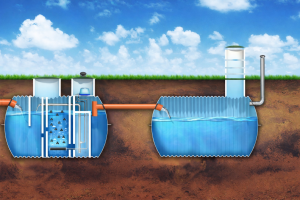 ZESTAW EKO-BIO 6000 + EKO 4500L – przydomowa oczyszczalnia ścieków z dużym zbiornikiem retencyjnym